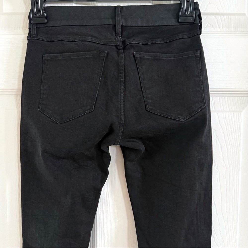3x1 W2 Black Coated Mid Rise Skinny Tuxedo Stripe Jeans Size 25 Made in USA